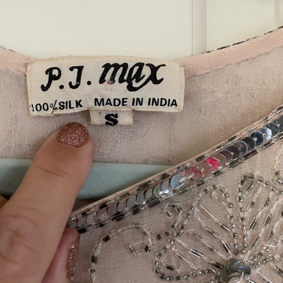 Gorgeous cream, silver sequin shirt￼ embroiled top - Picture 4 of 5